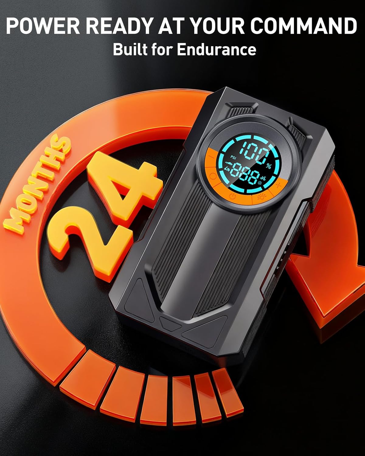 Jump Starter with Air Compressor Battery Jumper Starter Portable Car Battery Jump Starter 8.0 Gas/7.0L Diesel 12V Portable Car Jump Starter with Tire Inflator LED Light，Gift for Men Fathers Husbands