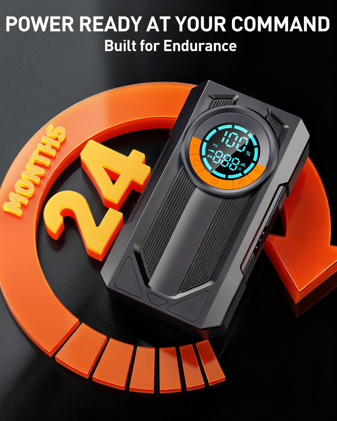 Jump Starter with Air Compressor Battery Jumper Starter Portable Car Battery Jump Starter 8.0 Gas/7.0L Diesel 12V Portable Car Jump Starter with Tire Inflator LED Light，Gift for Men Fathers Husbands