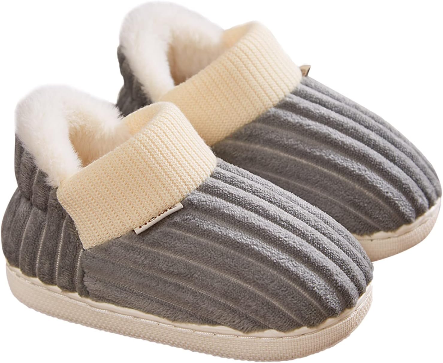 Kids Home Slippers Girls Boys Slippers Cotton Comfy House Slippers Bedroom Toddler Slippers Girl (Grey, 10-10.5 Years Big Kids)