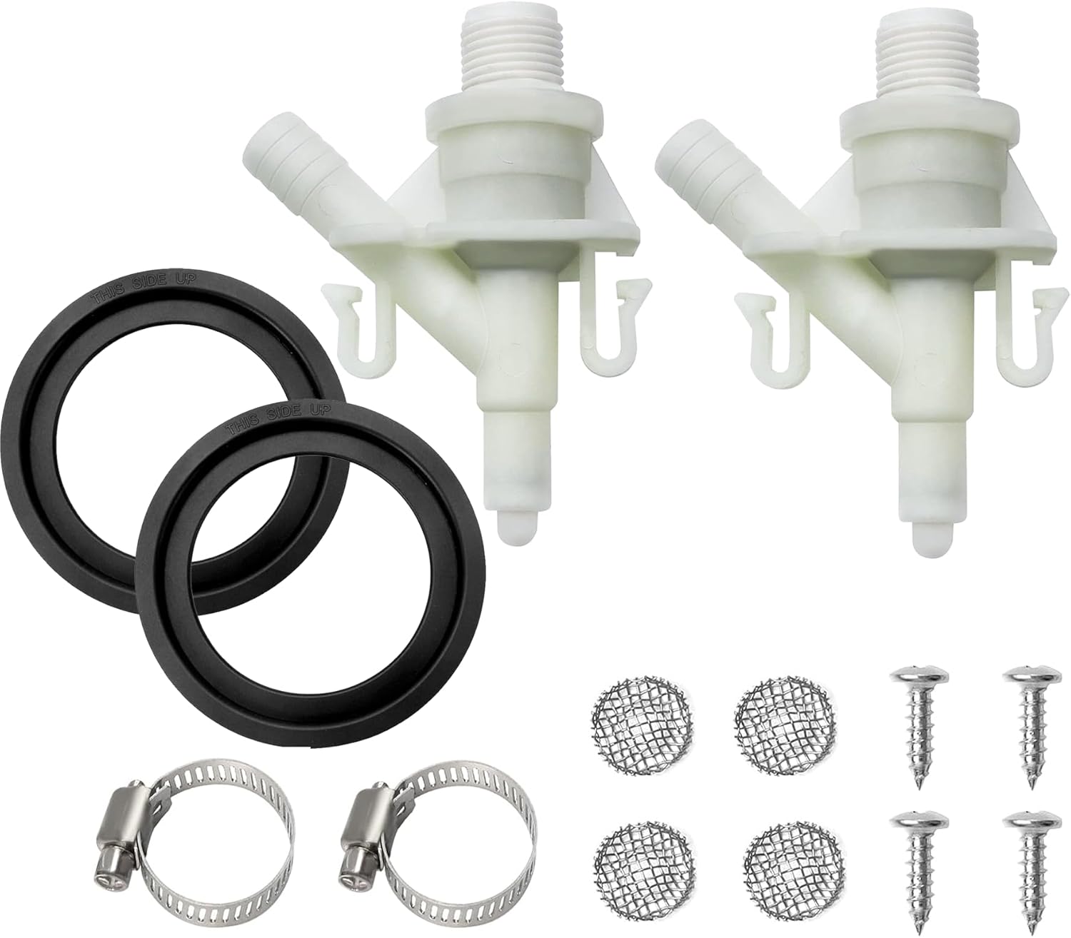 2 Pcs 385311641 RV Toilet Water Valve and 2 Pcs 385311658 Flush Ball Seal Replacement for Sealand Dometic 300 310 320 RV Toilets, Pedal Flush Marine Toilet