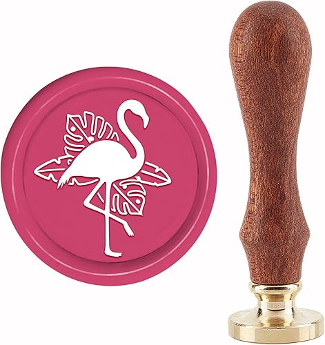 CRASPIRE Sello de cera de flamenco, sello de cera de sellado de hojas de palma, diseño de animales de 1.181 in, cabeza de sello de latón extraíble
