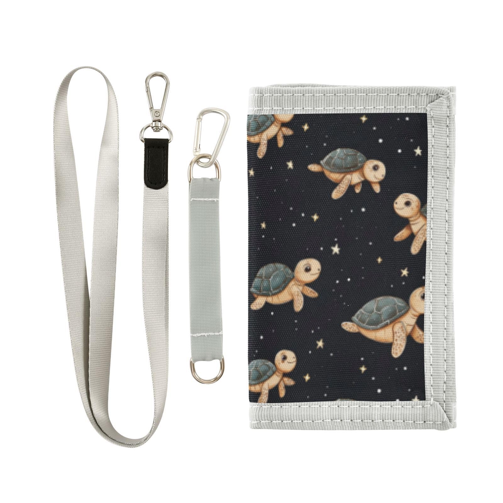 Wusikd Turtles Stars Kids Wallet for Boys Girls Galaxy Toddler Trifold Wallet Novelty Wallet for Teens Women Men