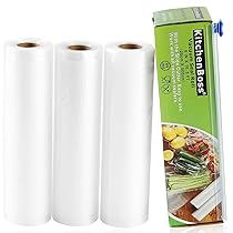 KitchenBoss Sacchetti Sottovuoto per Alimenti, 3 Rotoli 20x500cm Totale15M, (Non più forbici) Rotoli Sacchetti Goffrati, Buste Sottovuoto Alimenti per Conservazione Alimenti e Cottura Sous Vide