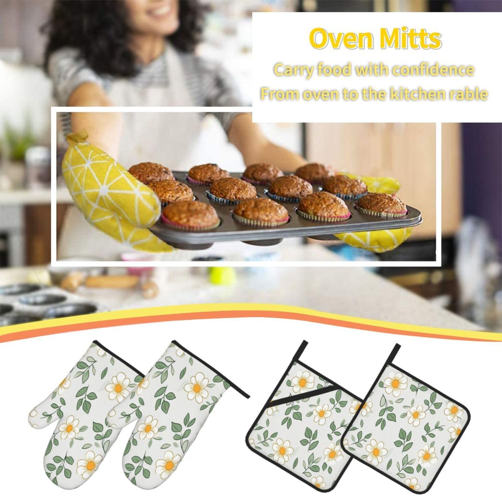 Maniques de Cuisine Gants de Cuisson Lavable en Machine Facile a Nettoyer