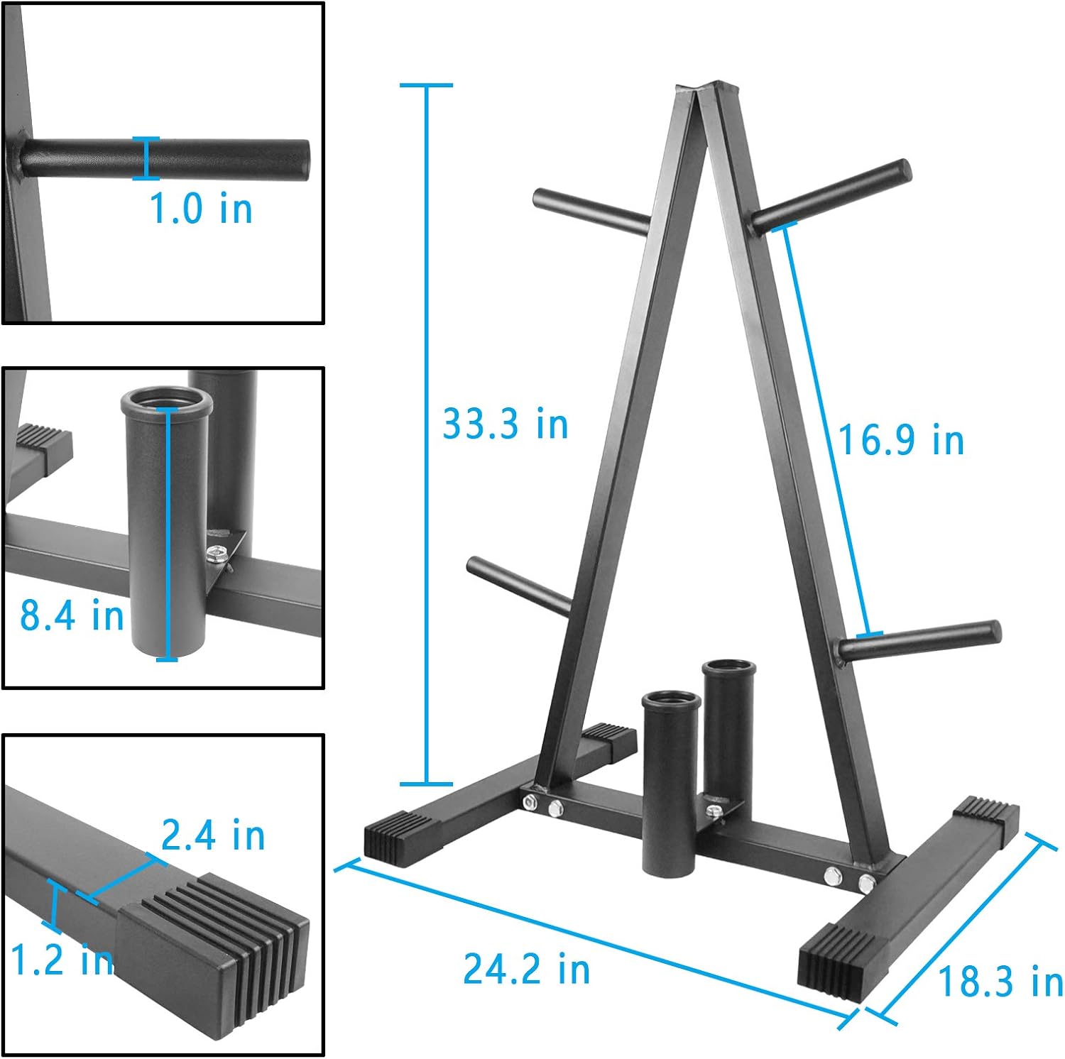 Luwint Plate Tree, 1 in Weight Plate Storage Rack with 2 Olympic Bar Holders for Home Gym : Sports & Outdoors
