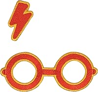 Vista 2 de Simplicity Parche termoadhesivo para gafas y cicatrices de Harry Potter para ropa, chaquetas y mochilas, 2.875 pulgadas de ancho x 1.125 pulgadas
