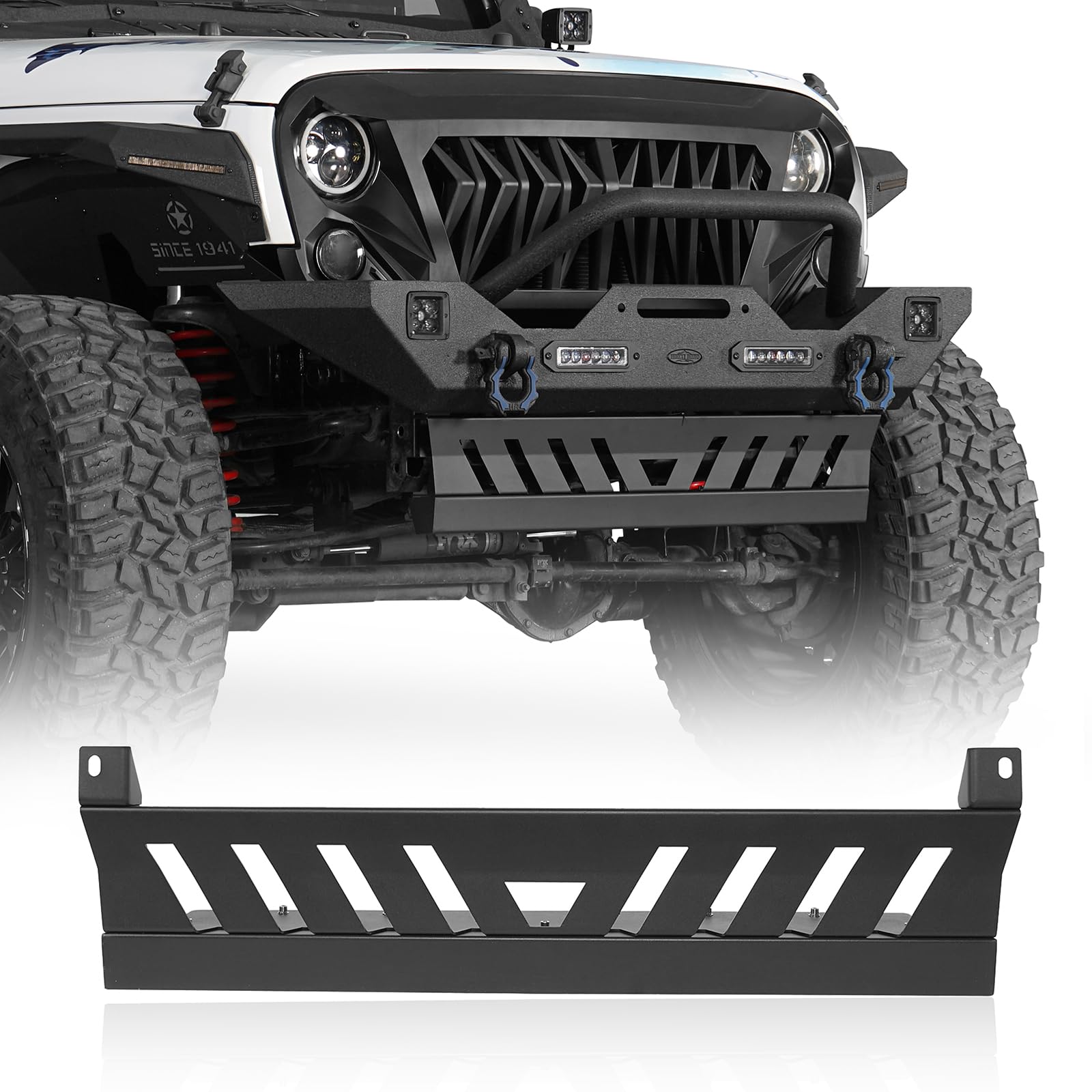 Hooke Road Skid Plate Frame Guard Front Bumper Cover Offroad Accessories for 2007-2018 Jeep Wrangler JK