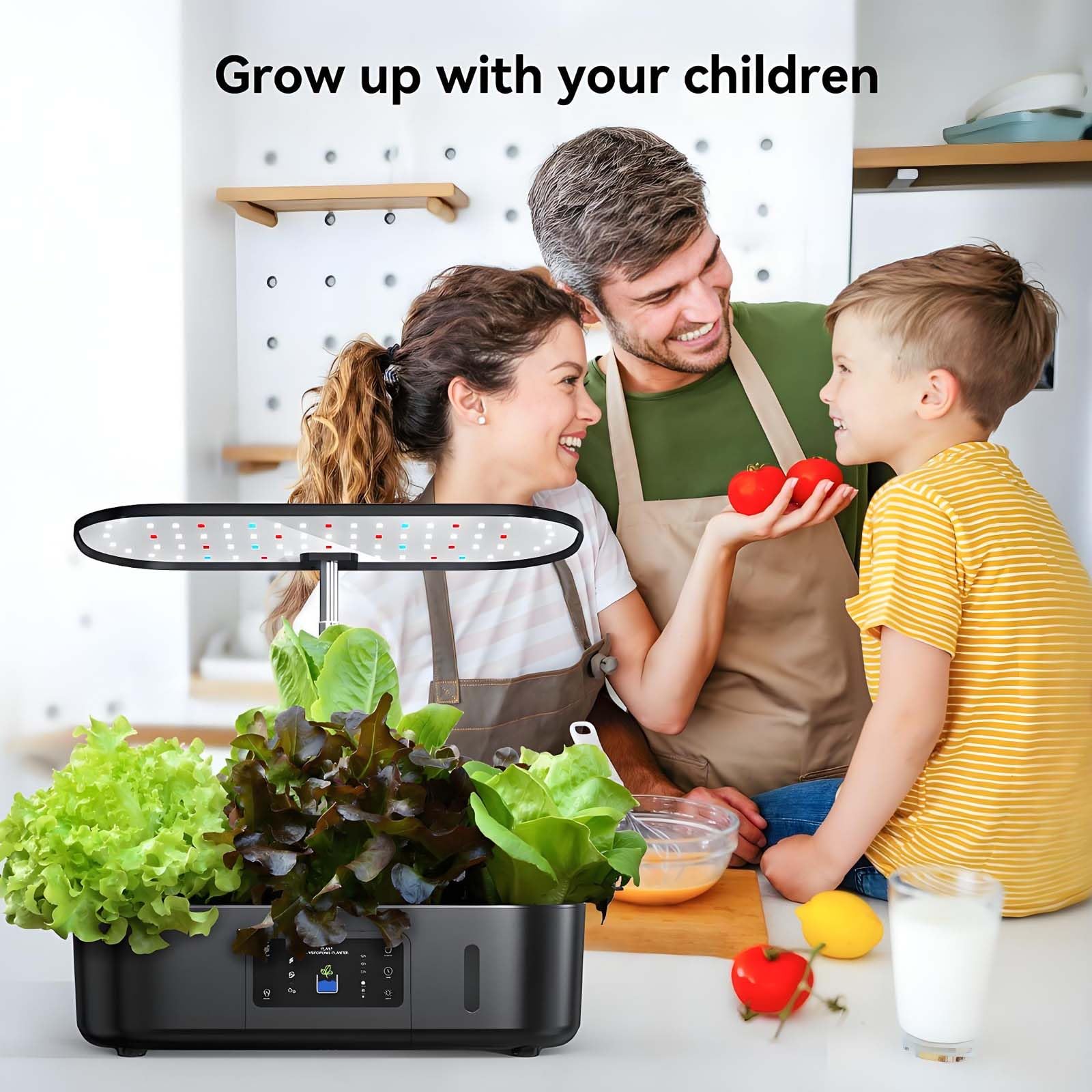 Kit per giardino idroponico da interno con luce a spettro completo, irrigazione automatica per erbe aromatiche, verdure e frutta, vaso da appoggio intelligente senza terra white