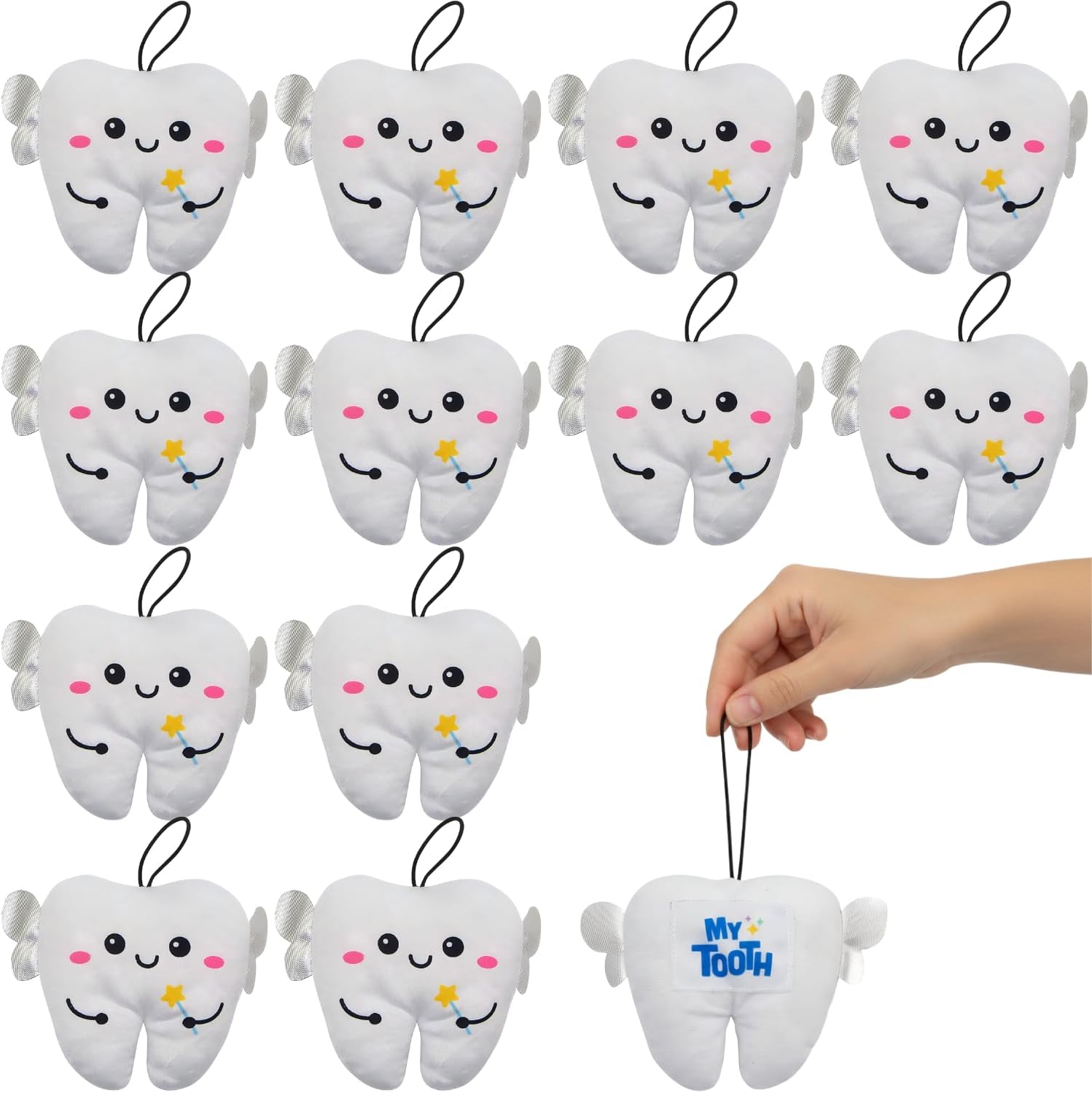 Fun Express Plush Tooth Fairy Pocket Pillow Door Hanger, 12 Pieces