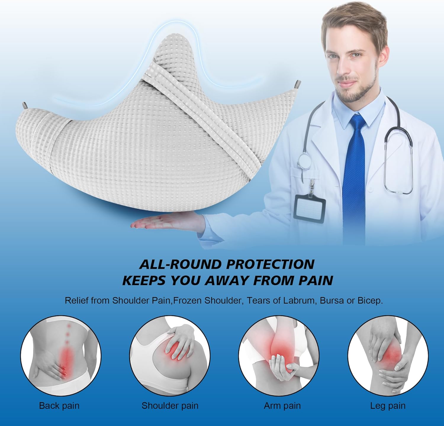 Shoulder Surgery Pillow – Premium Cooling Fabric Rotator Cuff Pillow for Neck and Shoulder Pain Relief, Post Surgery Pillow for Sleeping or Sitting, Ergonomic Side Sleeper Support Pillow