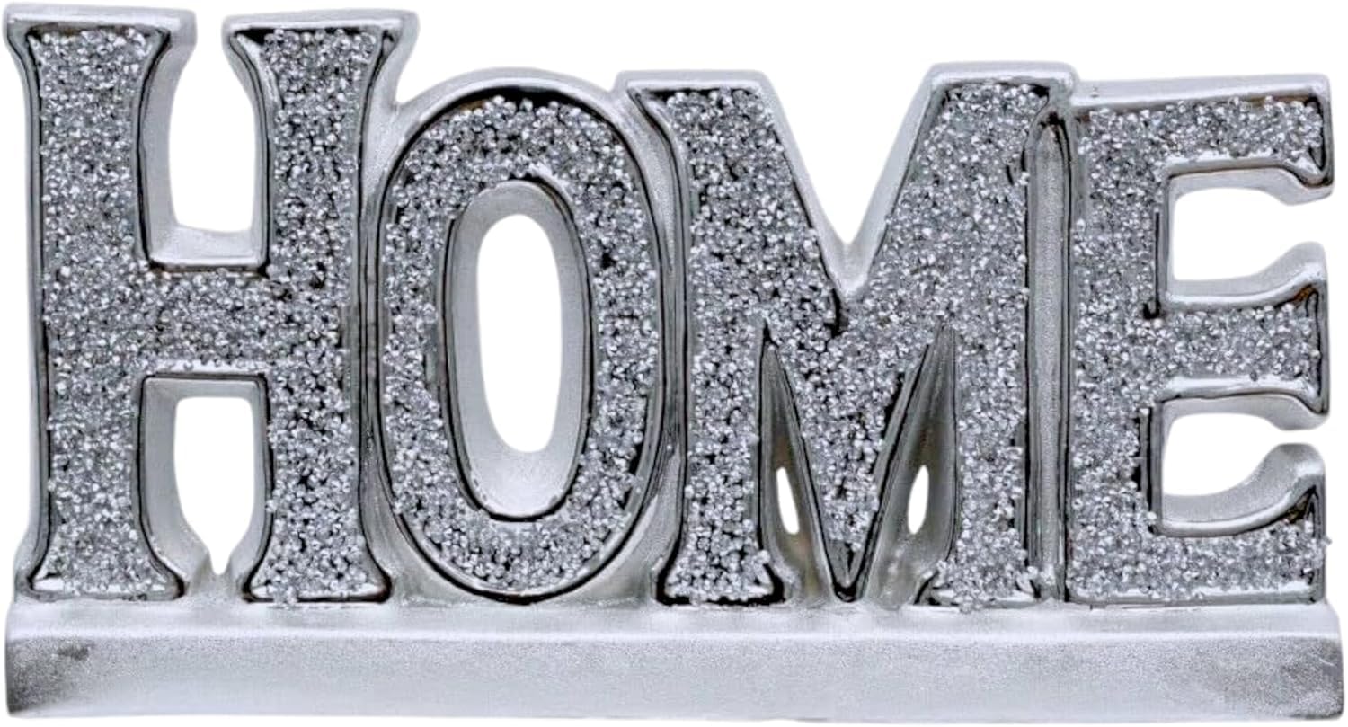 JAYOGLA Diamante Figurine Ornament, Silver Crushed Diamond, Living Room, Dining Room, Entryway, Bedroom, Wedding, Office Decoration (Silver, HOME)