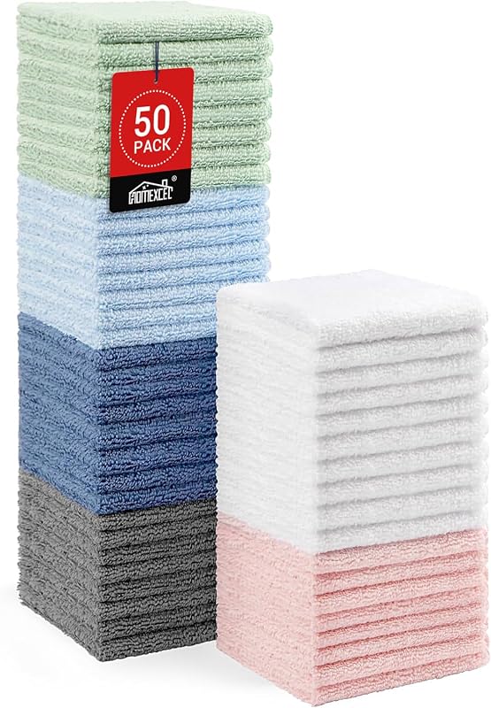 HOMEXCEL Panos de Microfibra para Rosto, 12,01 x 12,01 cm, Pacote com 50
