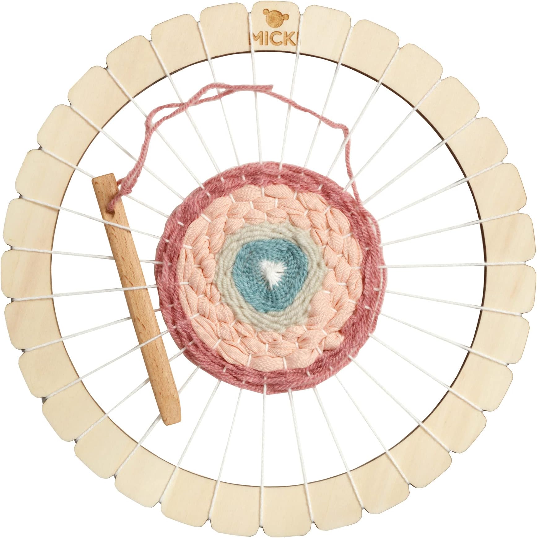 Micki Round Weaving Loom for Kids Wooden Toys Weaving Kit + Weaving Yarn Arts and Crafts for Kids - Art Supplies - Age 3+