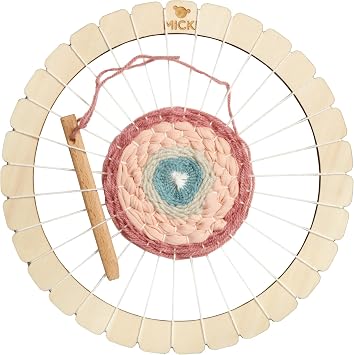 Micki Round Weaving Loom for Kids Wooden Toys Weaving Kit + Weaving Yarn Arts and Crafts for Kids - Art Supplies - Age 3+