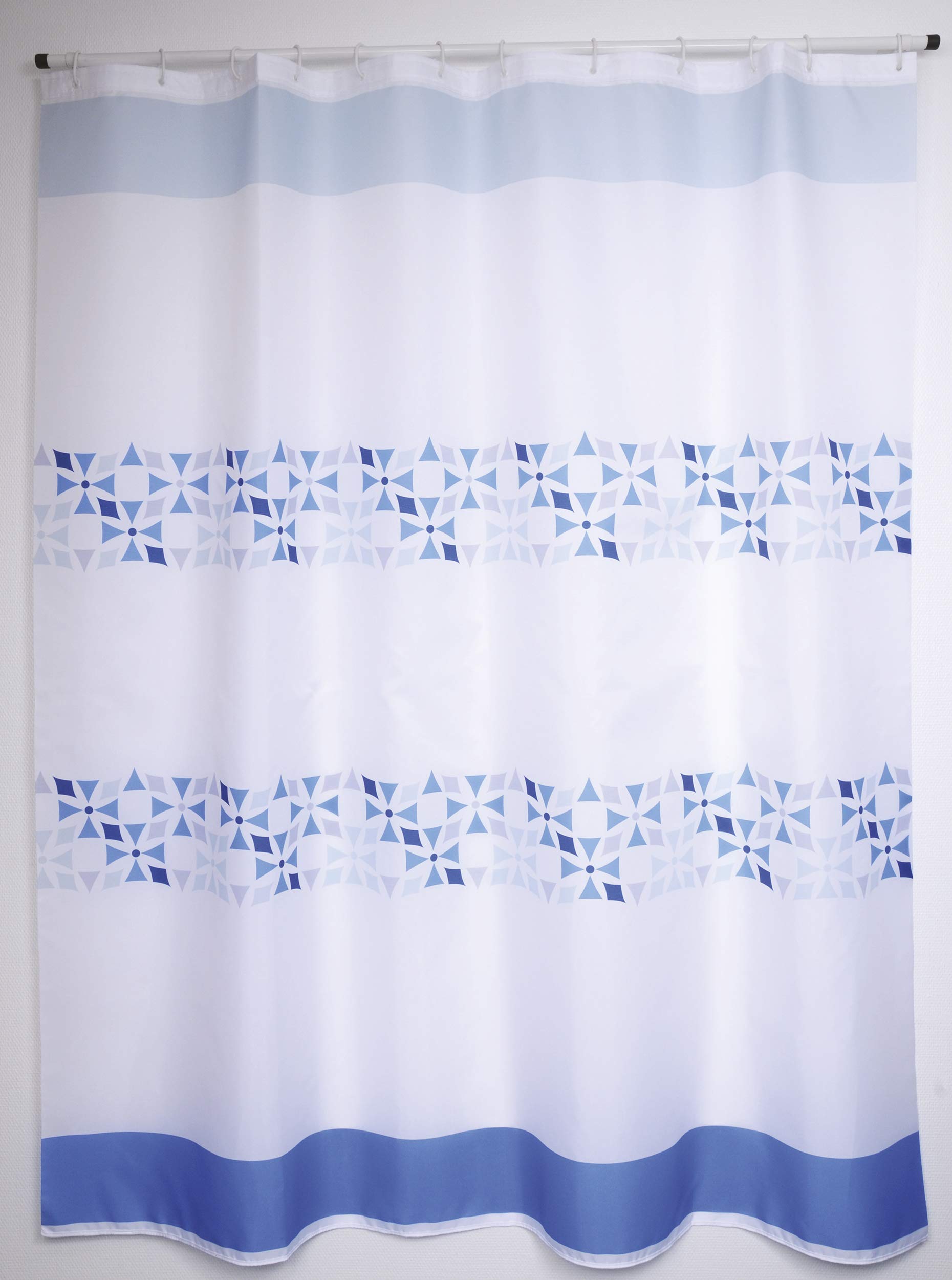 MSV "Premium Porto Polyester Shower Curtain, Blue, 180 x 200 cm, W 78.7" x L 70.9" (1 Panels) - Image 2