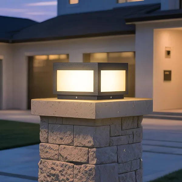 MVBT Outdoor Post Lights Hard Wired, 9.8" Pillar Lights Waterproof, AC100-240V LED Column Lamp, Electric Modern Fence Deck Cap Lantern 3000K Lighting for Patio Garden Driveways Entrances Posts