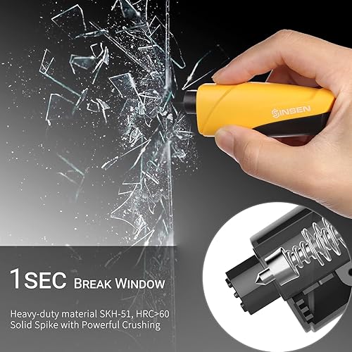 Miniatura 4 de SINSEN Cortador de cinturón de seguridad para romper ventanas, llavero de seguridad de emergencia para automóvil, herramienta de escape de cinturón
