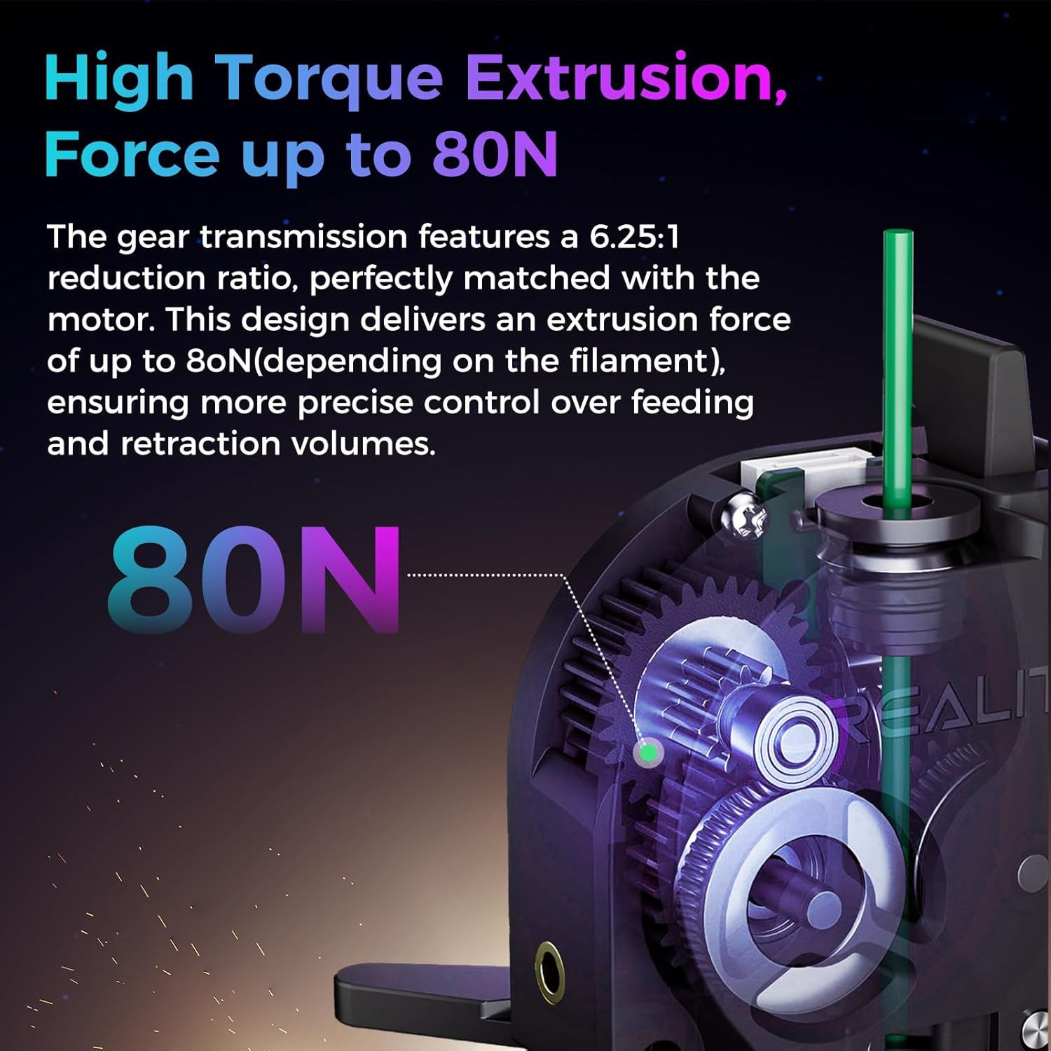 Creality Official K2 SE Extruder Kit, Original 80N Strong Extrusion Force Extruder, Built-in Filament Break Sensor, High-Hardness Dual Gears for Smooth Feeding, Compatible with Creality K2 SE