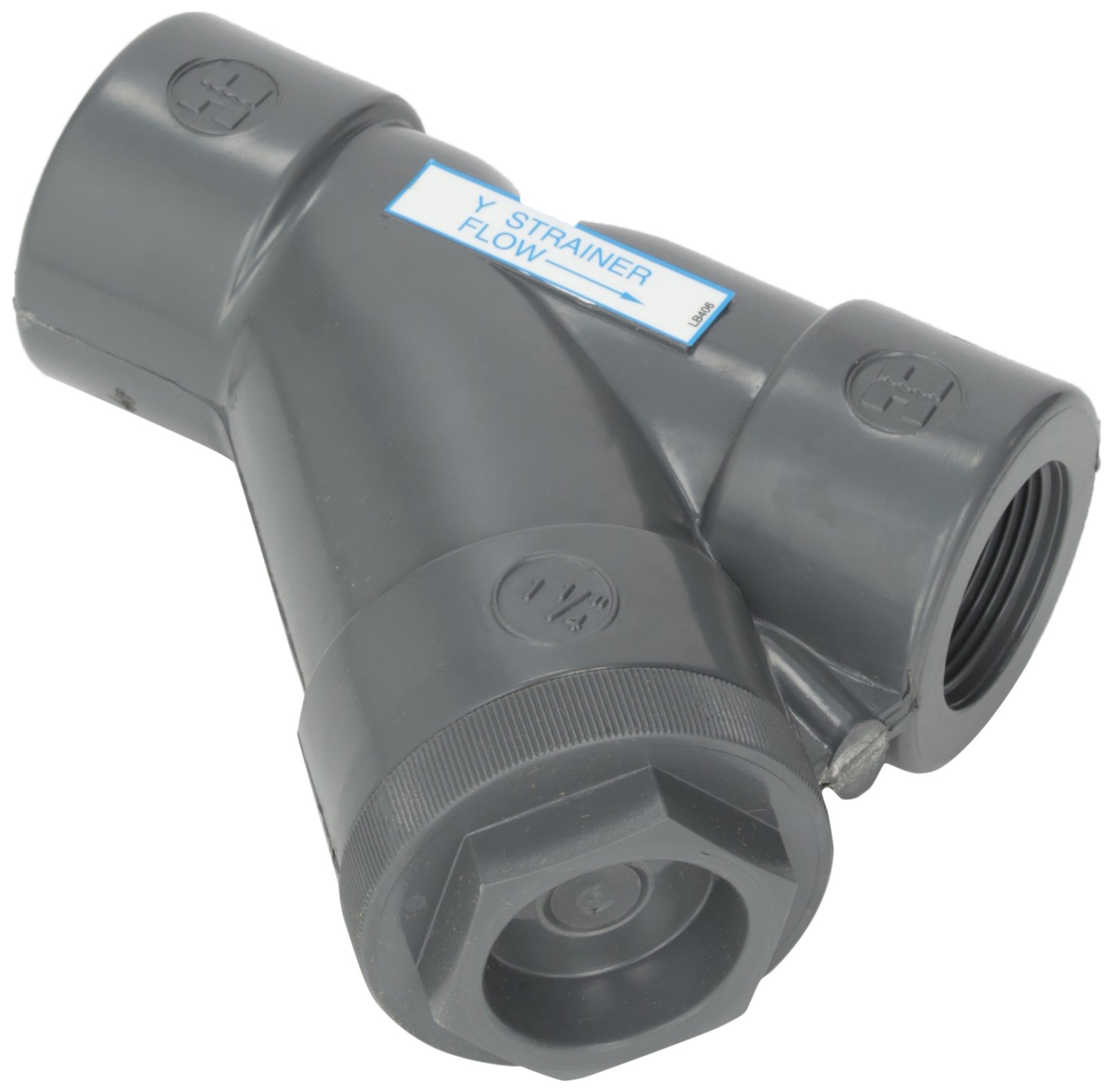 Hayward YS10125T Threaded PVC Y-Strainer with FPM O-Ring Seals, 1-1/4-Inch