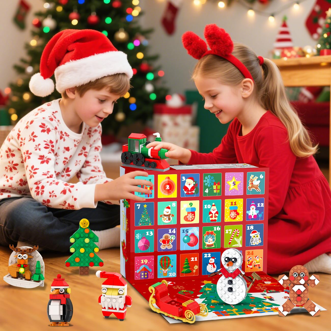 HOGOKIDS Calendario dell'Avvento 2025, decorazione natalizia con calamite per frigorifero, 24 giorni, conto alla rovescia, calamita Babbo Natale per frigorifero, decorazione natalizia, giocattolo