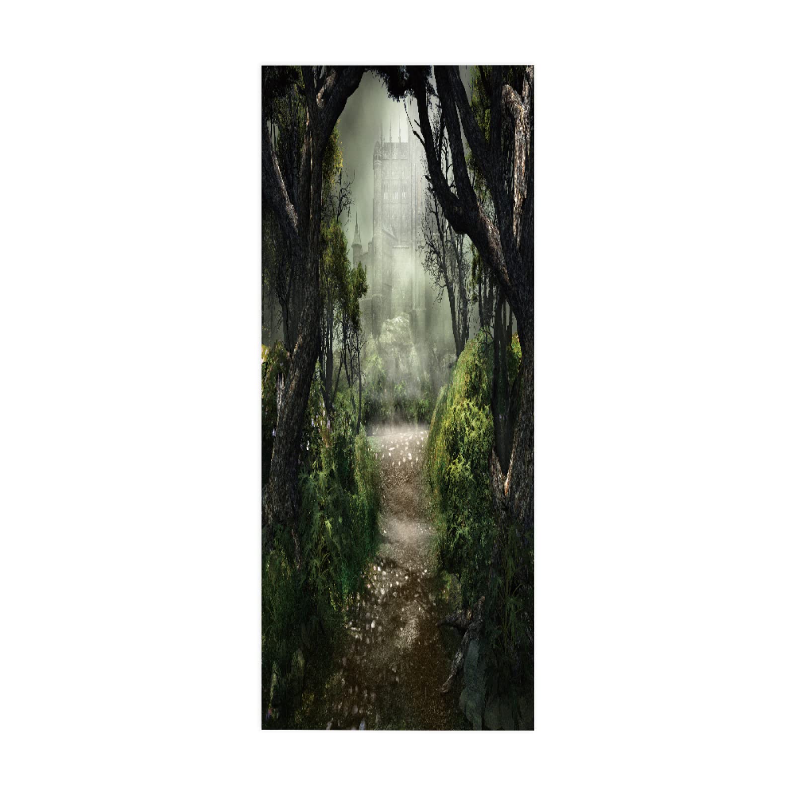 3D Door Mural Sticker Misty Forest W85 x H205 cm Interior Doors Modern Art Peel and Stick Removable Vinyl Decals for Home Decor