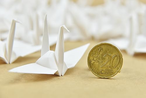 Miniatura 2 de 100 grúas de papel de origami, colores marfil, grúas de papel plegadas para bodas, fiestas, cumpleaños, fiestas de niños, telón de fondo, decoración