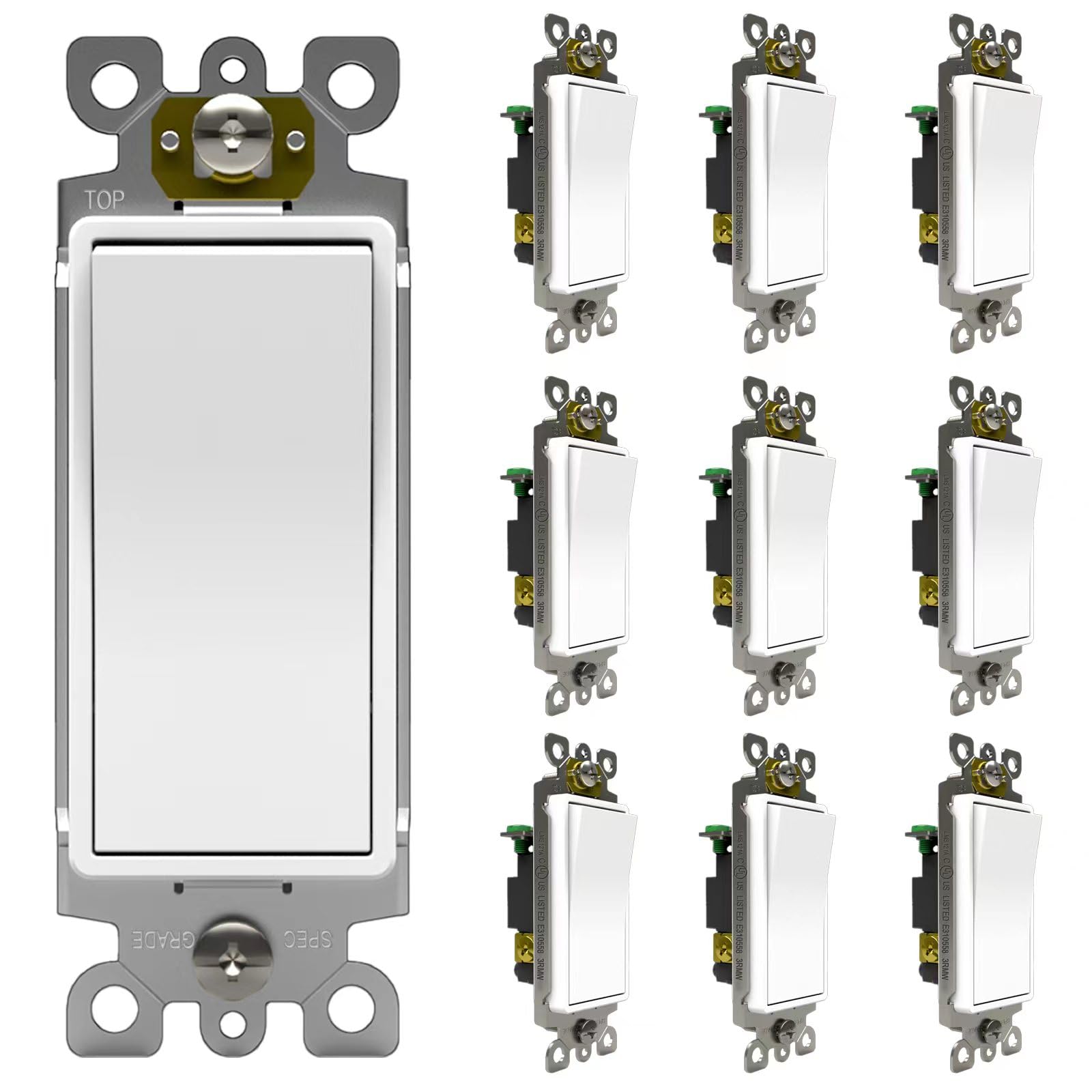 Sponsored Ad - ThunderWay Single Pole Light Switch, Rocker Wall Light Switch, 15A 120/277V, Decorator On/Off Rocker Paddle Interrupter, UL Listed, White, 10 Pack