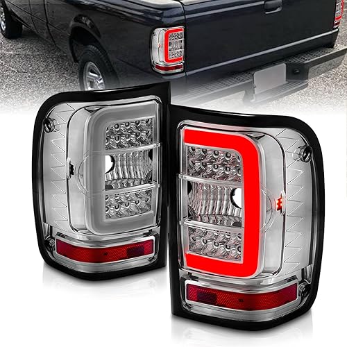 Miniatura 2 de AmeriLite Luces traseras de freno de repuesto para Ford Ranger tipo C 2001-2011 con tubo LED de cristal cromado, lado del pasajero y del conductor