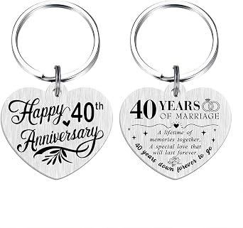 Happy Wedding Anniversary Keychain - Double Sided Engraved Heart Gifts