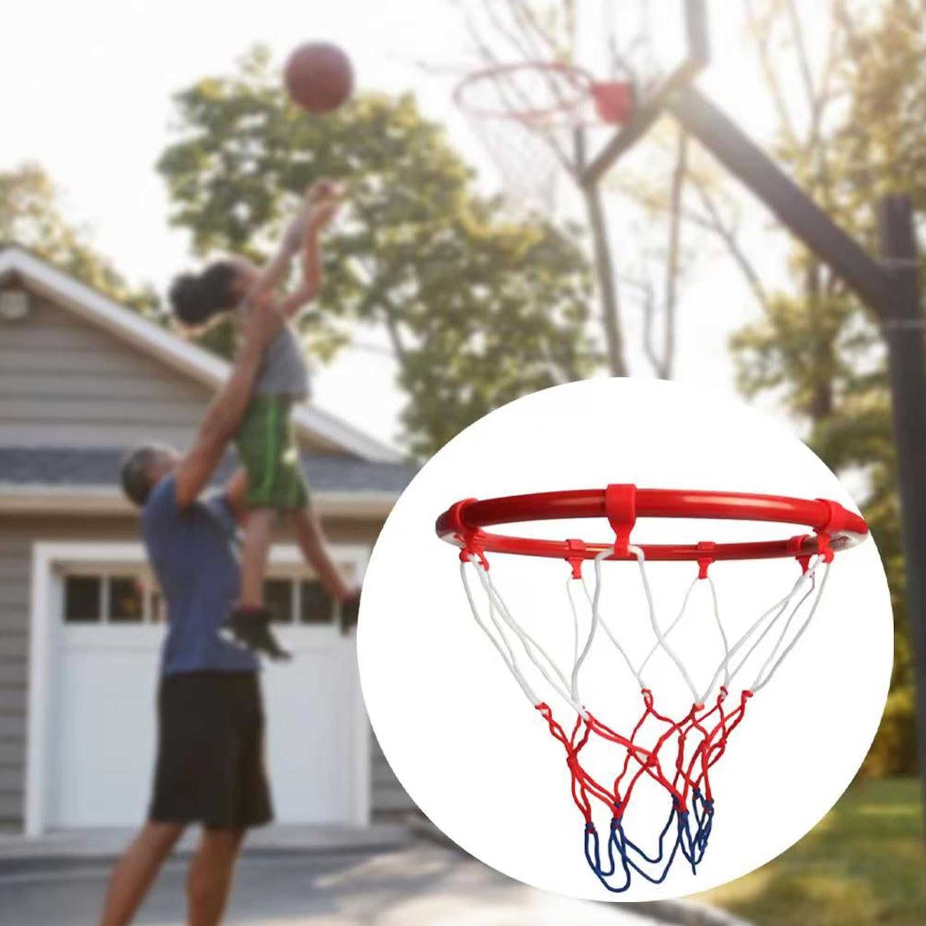 QLEBAO Basketball-Wandkorb für Außenbereich, 45 cm Durchmesser, mit Netz, für Garten und Hof
