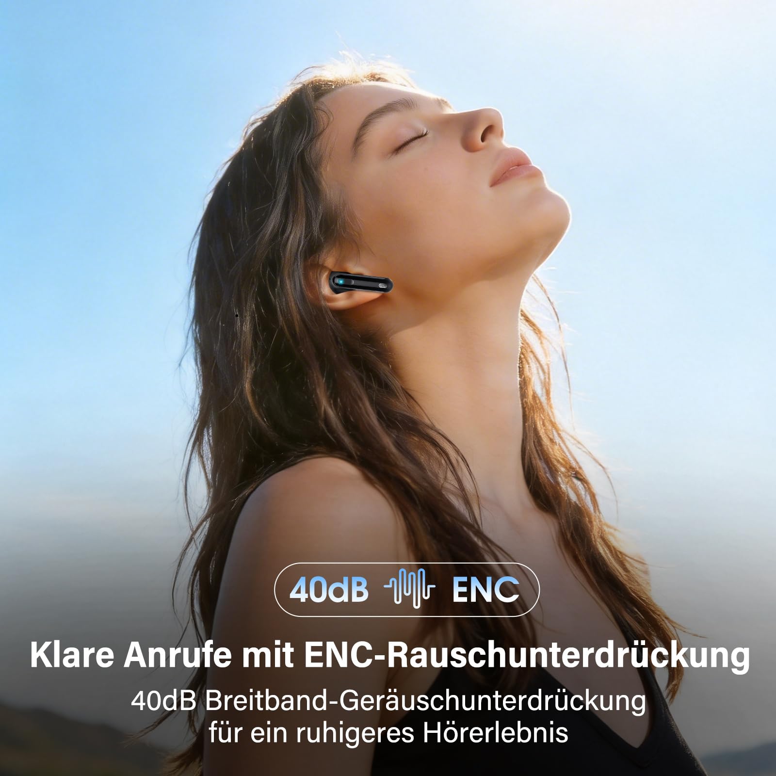 Bluetooth Kopfhörer, Kopfhörer Kabellos Bluetooth 5.4, Hi-Fi Sound in-Ear-Kopfhörer mit ENC Noise Cancelling, 45 Std Spielzeit, LED Anzeige, IP7 Wasserdicht Ohrhörer für Arbeit und Studium, Schwarz
