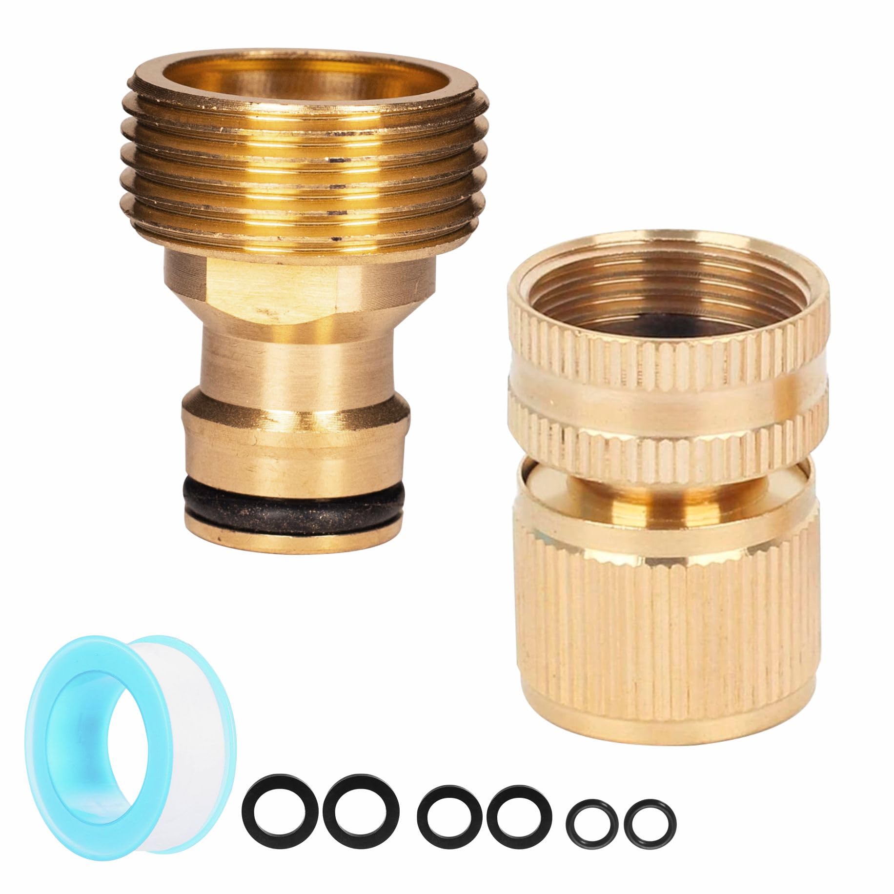 ZSYIULIA Brass Tap Connector, Kitchen Sink & Garden Hose Adapter, Brass Garden Hose Tap Connector