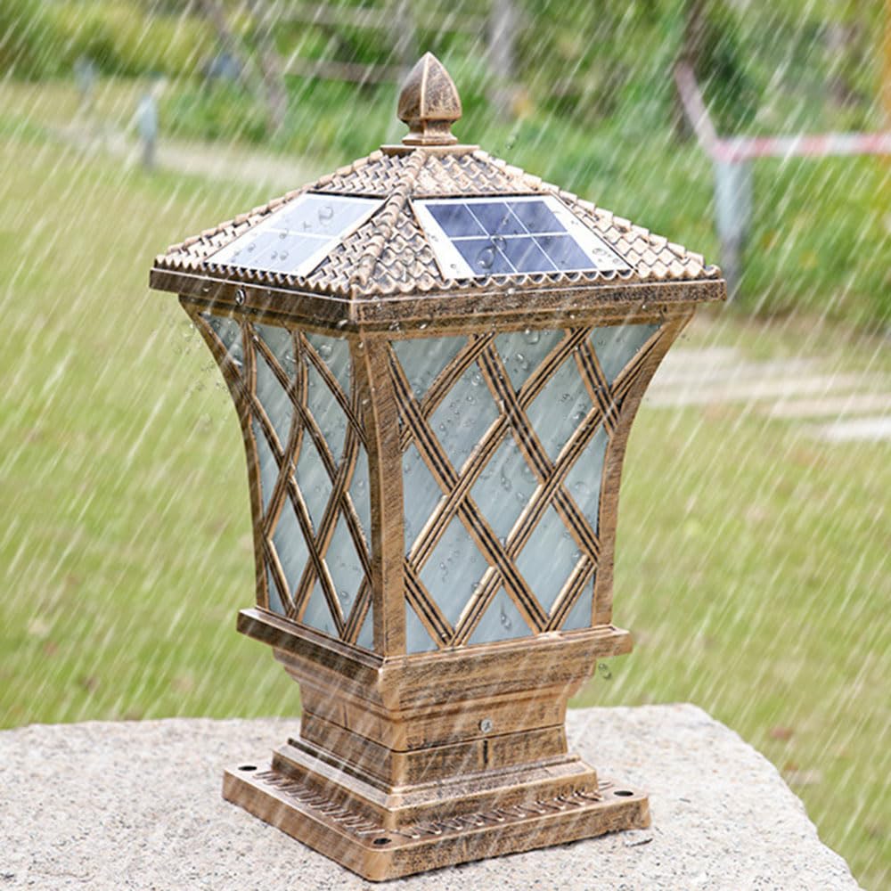 Lampa solarna do ogrodu, odlewane ciśnieniowo aluminium ze szklanym kloszem, 3 tryby oświetlenia, dekoracja zewnętrzna w stylu europejskim do dziedzińców willi