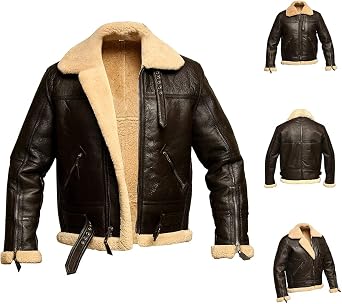 Men's Brown Aviator Coat with Fur Lining