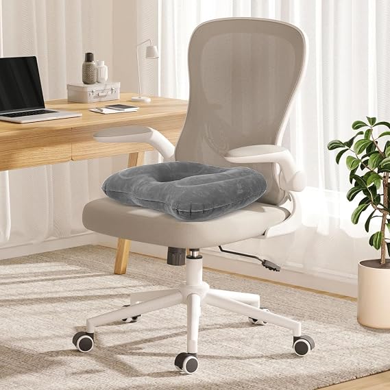 Inflatable Seat Cushion, Donut Pillow for Hemorrhoids, Portable Donut Pillow, Ring Cushions with Non-Woven Storage Bag for Pressure Relief for Low Back Pain Hemorrhoids(Gray)