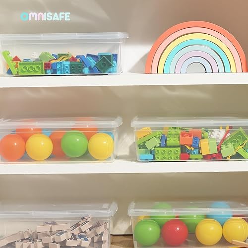 Miniatura 7 de Caja de almacenamiento de plástico apilable de 6 cuartos de galón, contenedor anitable sin BPA con tapa de cierre para organizar los zapatos, caja