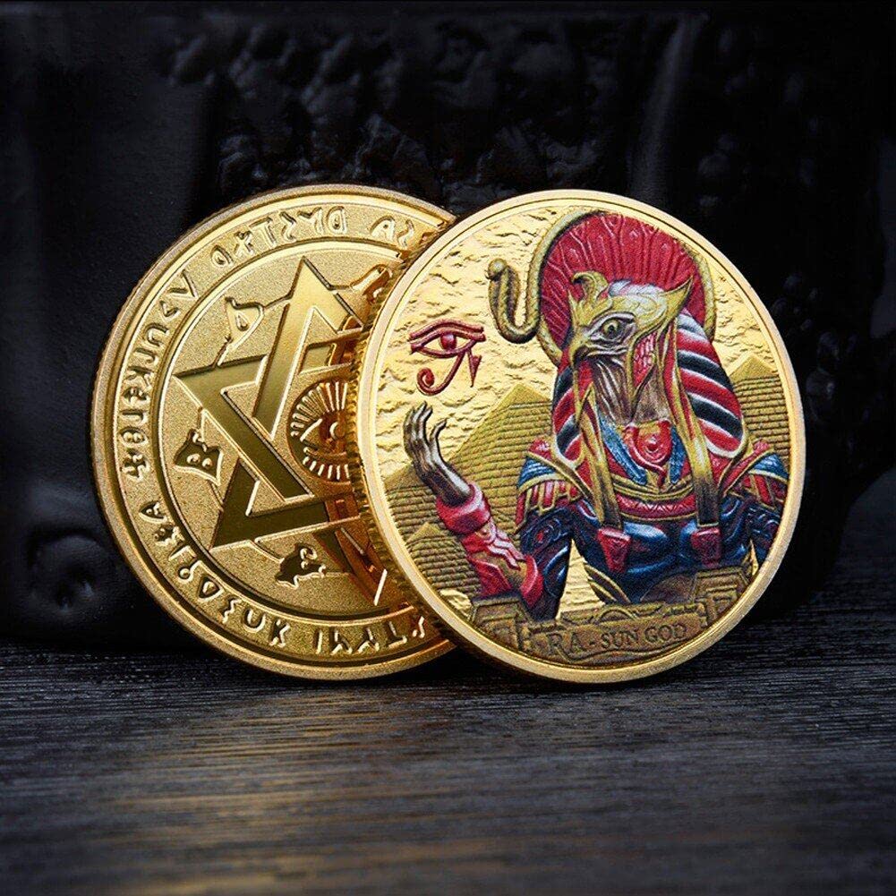 Moneda Pintada del Dios del Antiguo Egipto, Monedas Conmemorativas del Dios Ra-, Insignia De Oro Y Plata, Artesanía De Metal Coleccionable