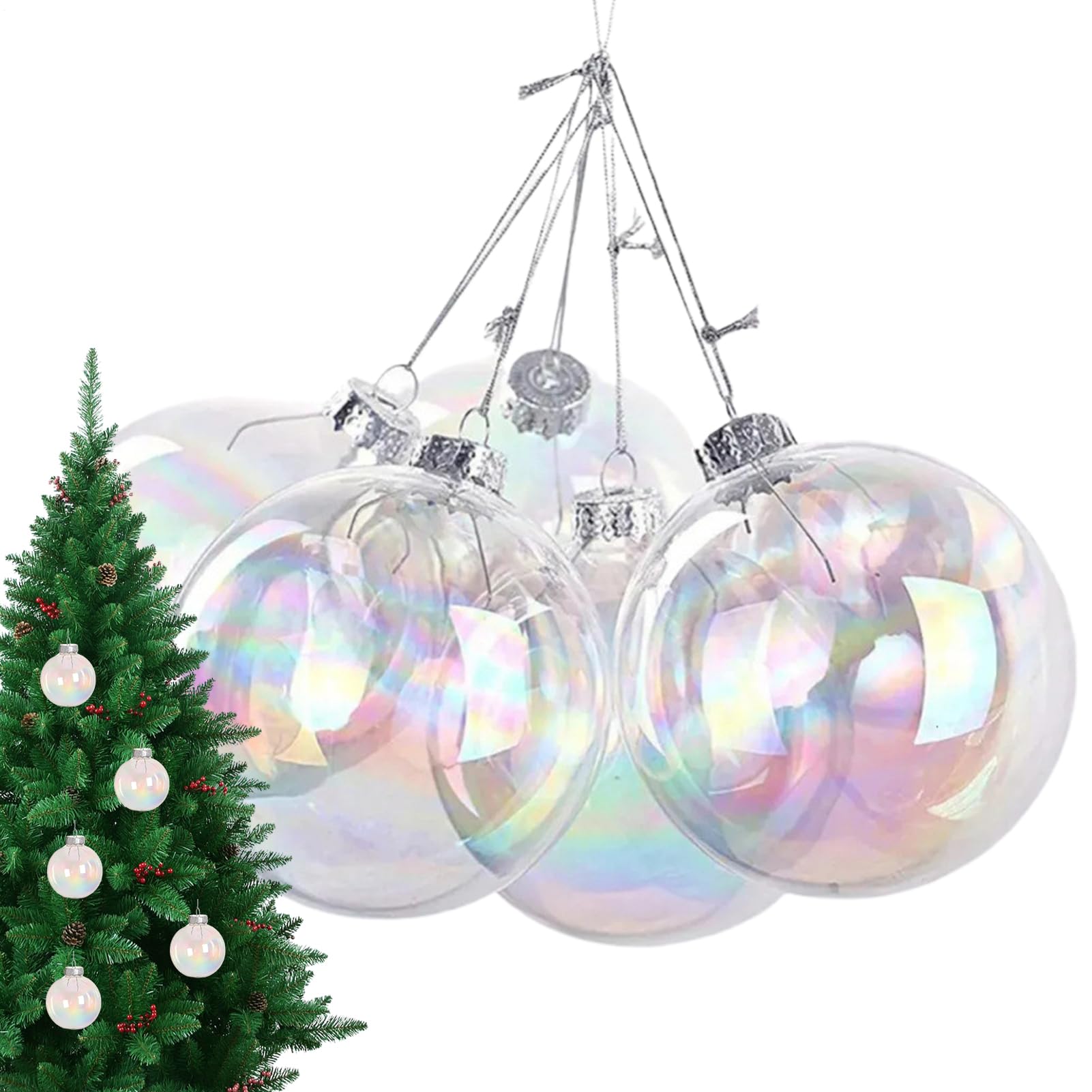 Boules de décoration transparentes pour sapin et table de Noël