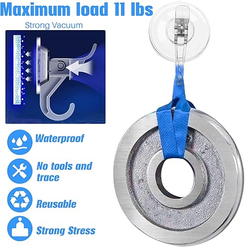 Miniatura 5 de Antimbee Paquete de 3 ganchos de ventosa, colgador de ventosa transparente, pequeñas ventosas extraíbles para ducha, baño, vidrio, puerta, ventanas,