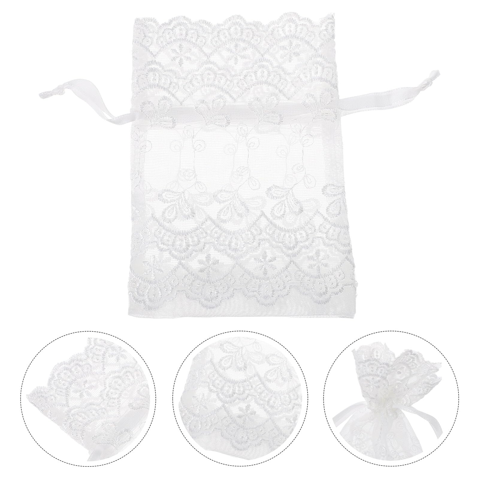 25 Stück Weiße Organza Geschenktüten mit Kordelzug Kleine Netzbeutel Atmungsaktiv Schmuck und Gastgeschenkbeutel für Weihnachten Hochzeit und Party