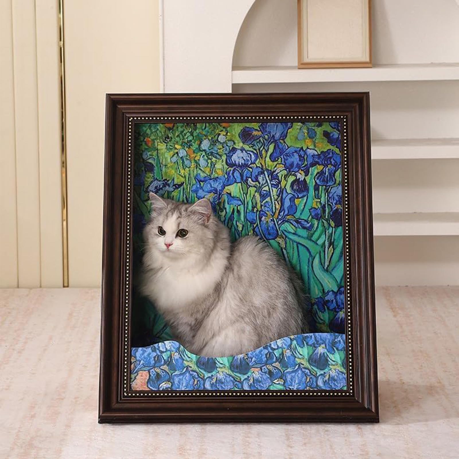 4D Pintura al Óleo Gato Nido, Arte Vertical Gato Rascador, Gatito Marco Gato Nido para Todas Las Estaciones Gato Juguete Casa del Gato,Iris