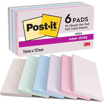 Post-it Super Sticky Notes 6 Pads 540 Sheets 127mm x 76mm