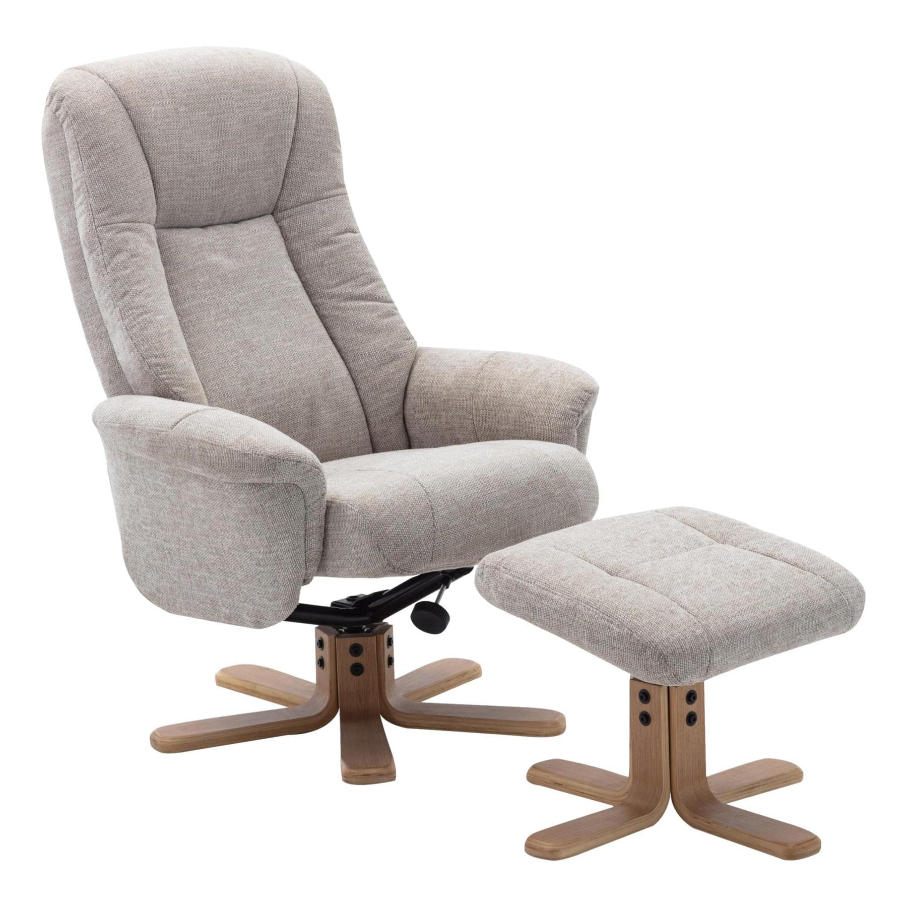 GFA The Hawaii Swivel Recliner Chair & Footstool in Lille Sand Fabric