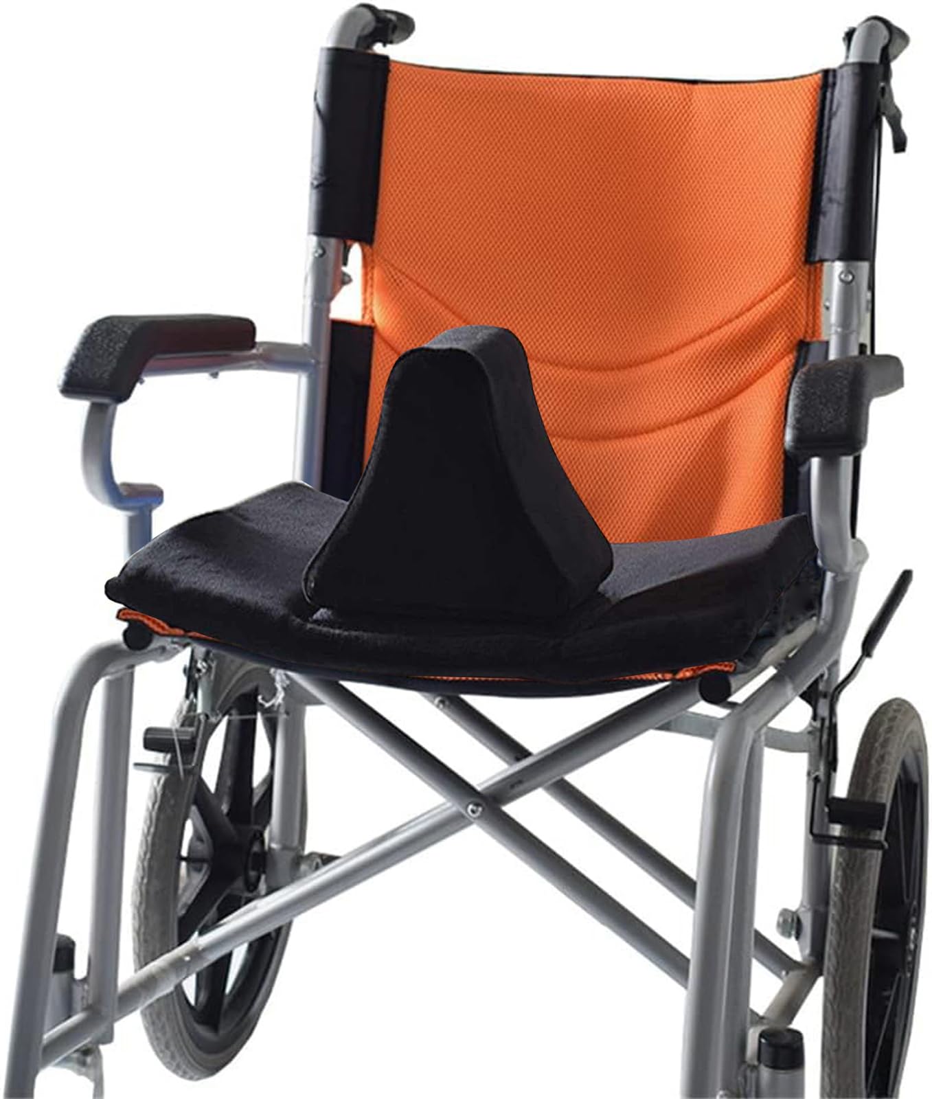 Pommel Wedge Cushion with Safety Strap, Wheelchair Cushion for Seniors with Convex Bottom, Low Profile Pommel for Easy Patient Transfer,Black