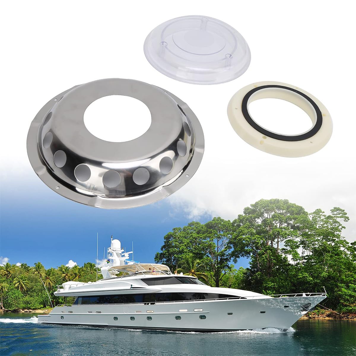Fenêtre d'aération de pont marin en acier inoxydable 304 de 227 mm de diamètre, résistant à la rouille, aux rayures et à l'eau pour bateaux, yachts, caravanes et camping-cars