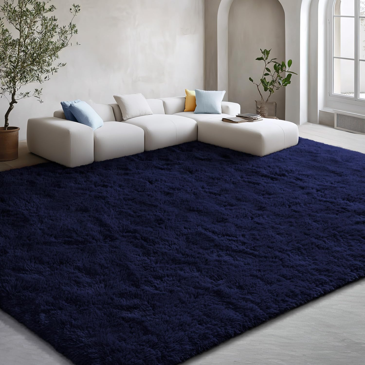 EVOIONOS 5x8 Washable Large Area Rug for Living Room, Fluffy Shag Rug for Bedroom, Ultra Soft Plush Non Slip Carpet Indoor Floor Bedside Nursery Kids Girls Room Dorm, Home Decor Aesthetic, Navy Blue โ image 1