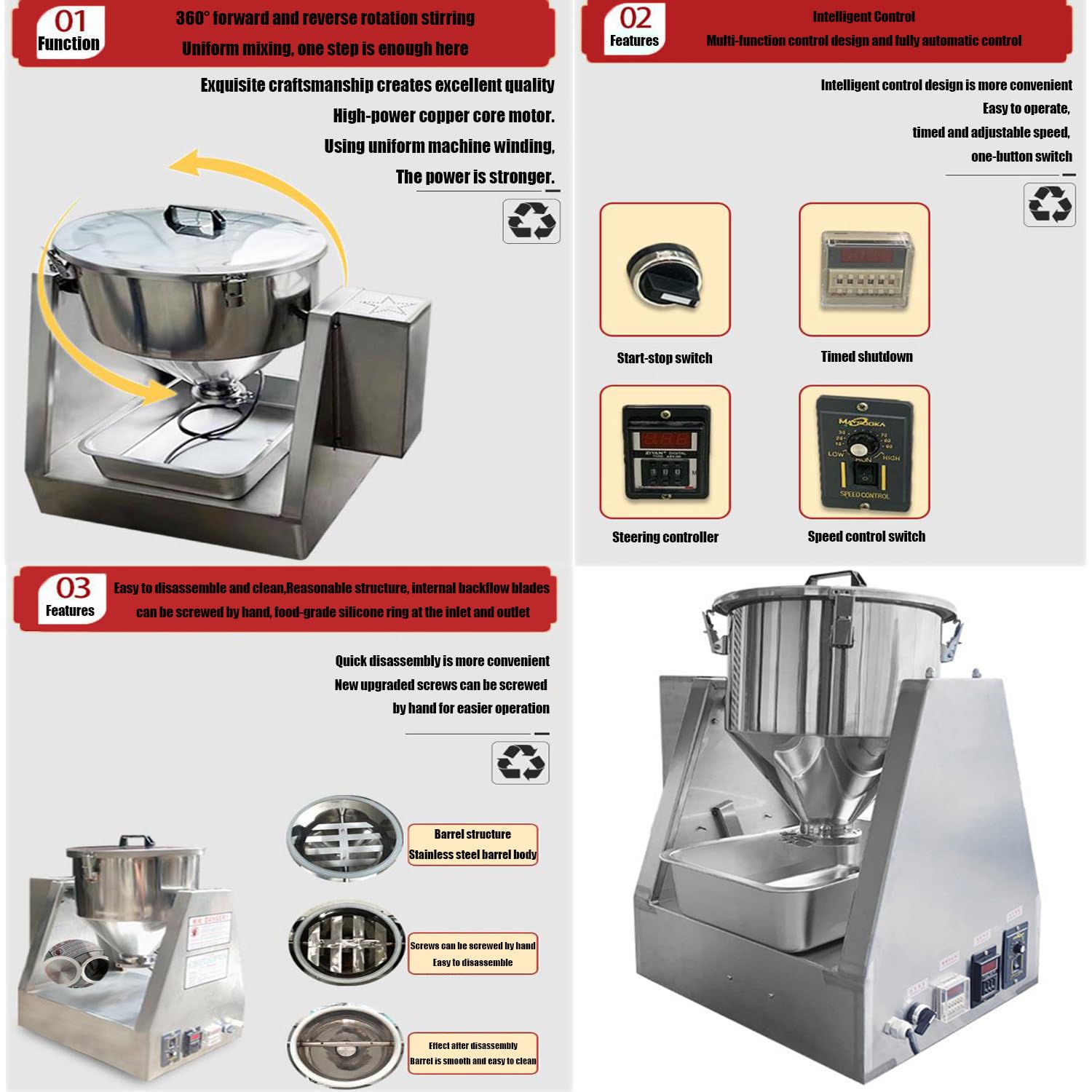 Mezcladora eléctrica de polvo seco, equipo pequeño de laboratorio para mezclar polvo seco, mezclador de partículas granulares, para institutos de investigación, escuelas,20L