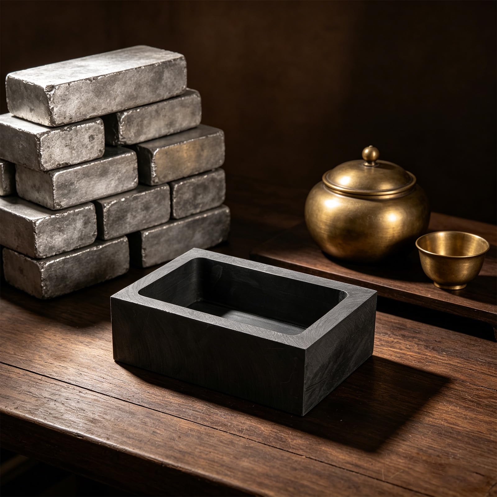 Goktvai Set di 2 Stampi per Lingotti in Grafite, 12,5x8x4 cm Resistenti al Calore Fino a 2000 Gradi per Fusione di Metalli ad Alta Purezza Come oro Argento Rame Alluminio e Ottone (Nero)
