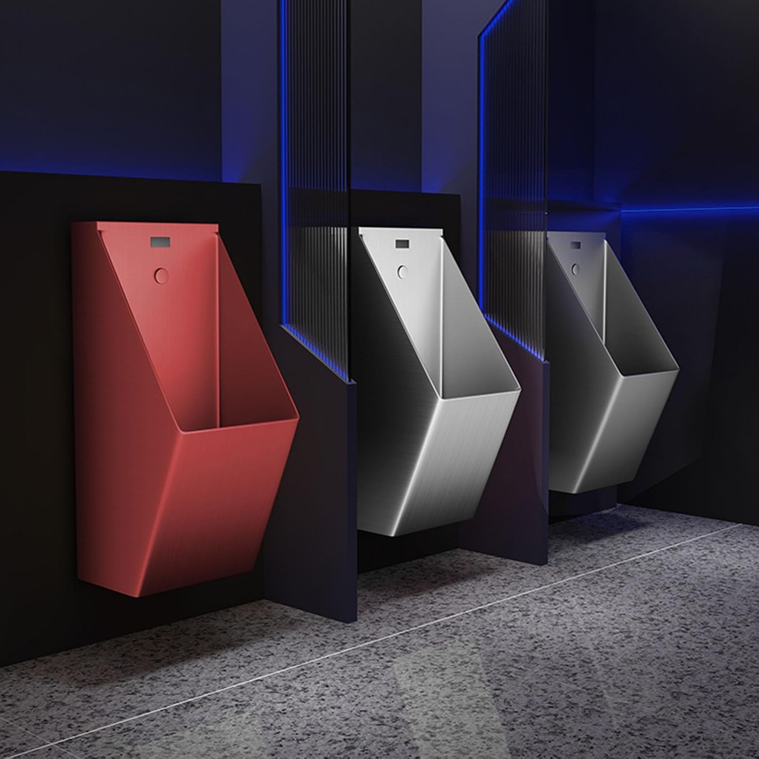Stainless Steel Wall-Mounted Induction Urinal, High Efficiency Flushing Urinal for Commercial and Residential Use, Ideal for Schools and Public Places,Green,Black