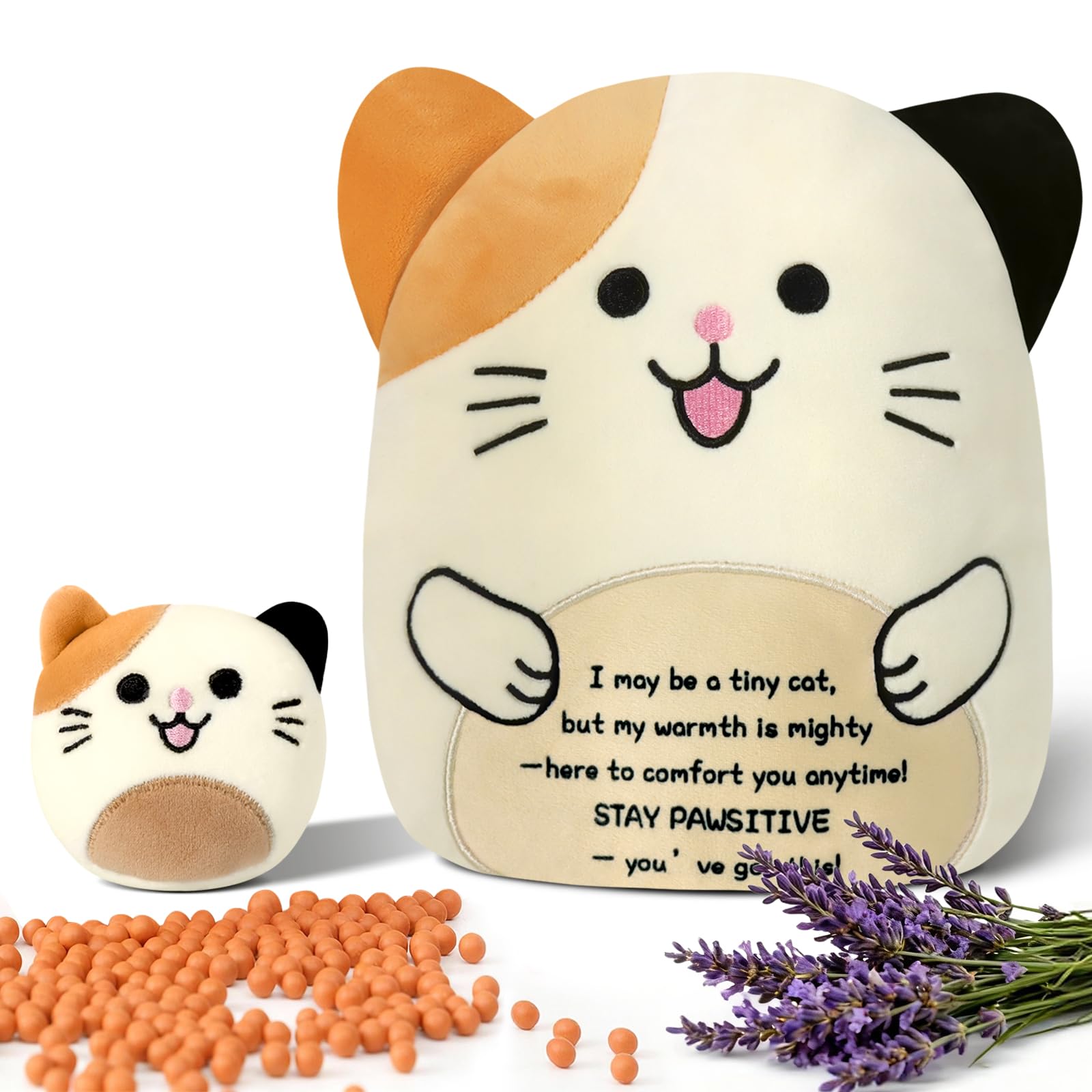 Plush Cat Weighted Stuffed Animal Microwave Heat Pad, Cute Heatable Soft Toy